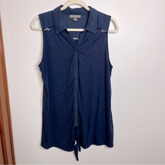 A Pea in the Pod Maternity Blue Tank Top Sleeveless Button VGUC M/L - Picture 1 of 10